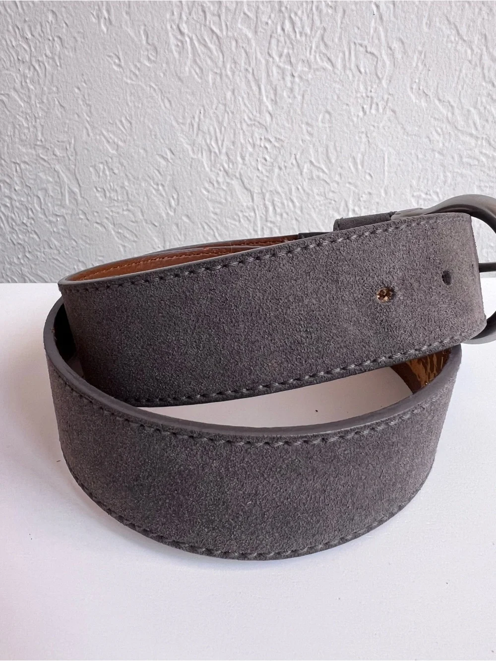 Lauren Ralph Lauren Nickel Belt Buckle Spell Out LRL Womens Suede Belt ***FLAWED